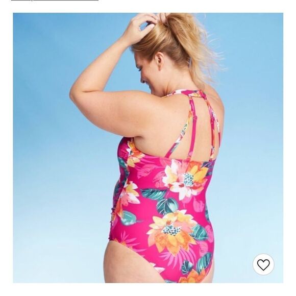 Kona Sol Floral Strappy Back One Piece Swimsuit - Picture 2 of 7